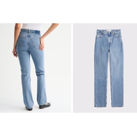 New NWT Abercrombie & Fitch The 90's Straight Ultra High Rise Size 34 18 Long - Picture 4 of 10